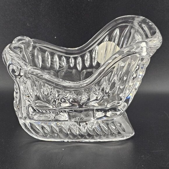 Princess House Crystal Santa Sleigh Candleholder 3" Christmas sled 24% Lead glas - Picture 5 of 12